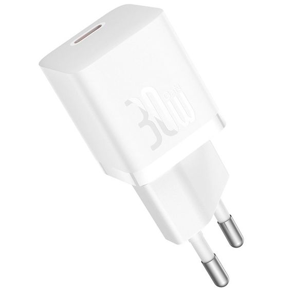 МЗП Baseus GaN5 Fast Charger (mini) 30W (1USB-C) + кабель Type-C to Type-C (P10110902) Moon White | Зображення 3