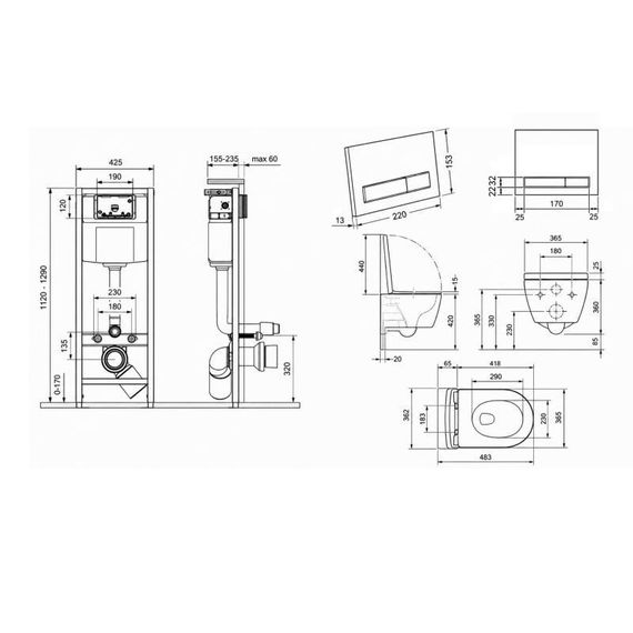 Готовое решение Qtap для ванной комнаты: подвесной унитаз Taurus Ultra Quiet 485×360×350 + комплект инсталляции Nest 4 в 1 | Зображення 1