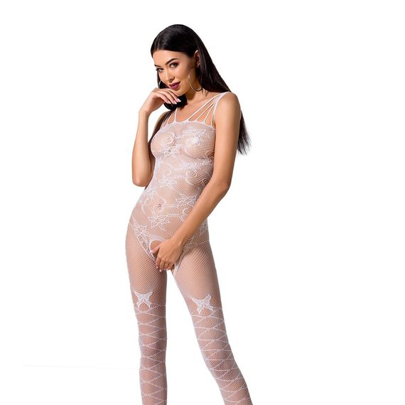 Ажурний бодістокінг з інтимними вирізами Passion BS076 white, One size