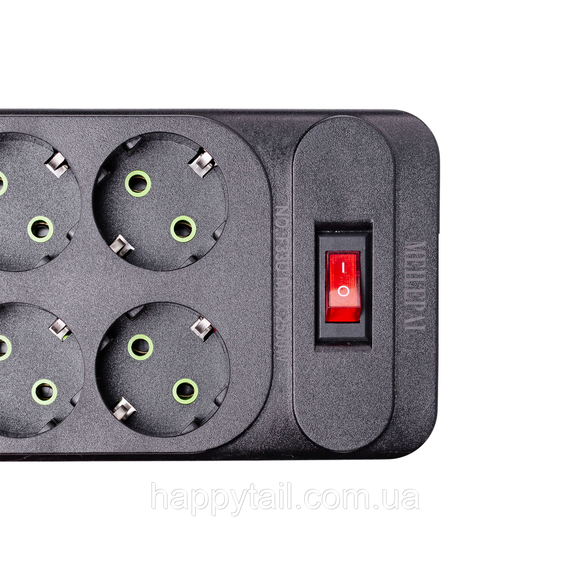 Сетевой фильтр удлинитель 3 м на 6 розеток 4 USB 2 Type-C и кнопкой отключения HP-5-15 | Зображення 3