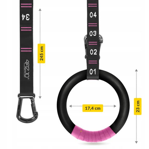 Гімнастичні кільця 4FIZJO з ABS пластику, регульовані Black/Pink (P-5905973406116) | Зображення 5