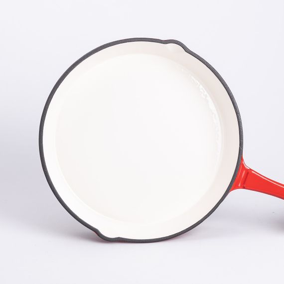 Набор чугунной посуды для приготовления 3 кастрюли и сковорода с эмалированным покрытием Красный | Зображення 5