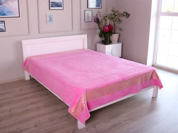 Махрове покривало 200х215см (Піке) Рожеве