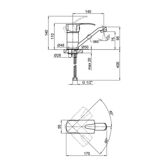 Змішувач для кухні Lidz (CRM) 41 86 003M | Зображення 1