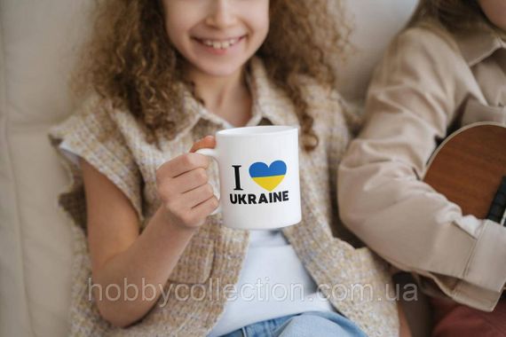 Кружка керамічна з патріотичним принтом "I Love Ukraine" 330 мл Біла | Зображення 4