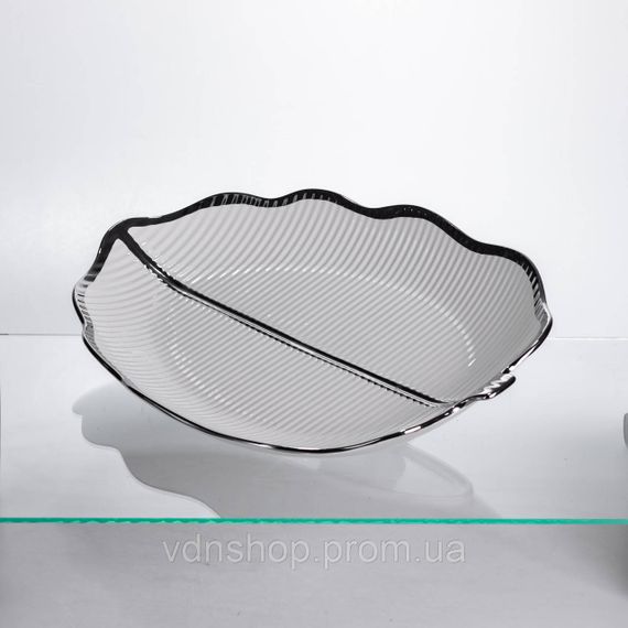 Фарфоровая менажница "Листок" с черным ободком 2 секции 35.5 см ML6046 | Зображення 3