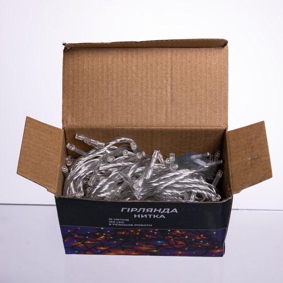 Новорічна гірлянда кімнатна нитка 14 м 160 LED кімнатна гірлянда білий провід Біле світло W160LED16MWW | Зображення 4