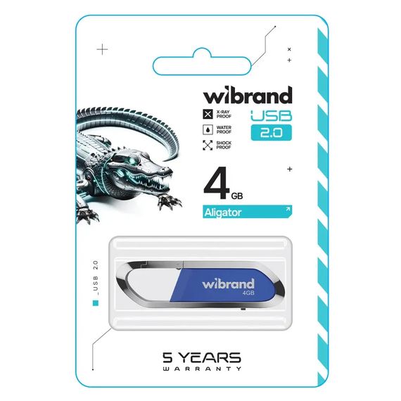 USB флеш накопичувач Wibrand 4GB Aligator Blue USB 2.0 (WI2.0/AL4U7U) | Зображення 1