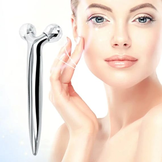 Роликовий ручний масажер для обличчя з 3D кульками LBJ-116B 3D Massager Сріблястий | Зображення 2