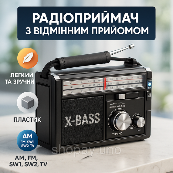 Радиоприемник простой Golon RX-381, Переносное радио с функцией записи на флешку, Мощный радиоприёмник WU-11