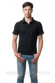 Футболка чоловіча ПОЛО — Чорна з коротким рукавом 3XL
