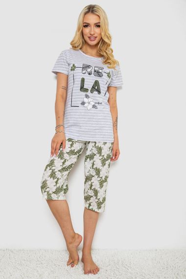 Пижама женская с принтом, цвет серый, 243R3757