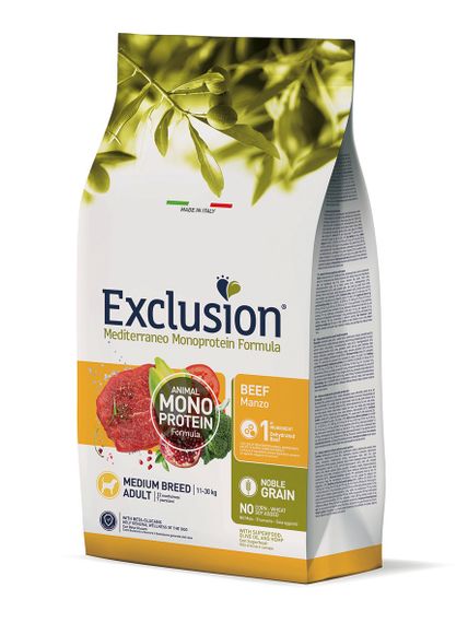 Корм Exclusion Dog Adult Beef Medium Breed сухий із яловичиною для собак середніх порід 12 кг
