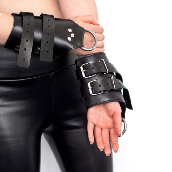 Манжети для підвісу за руки Kinky Hand Cuffs For Suspension з натуральної шкіри, колір чорний | Зображення 2