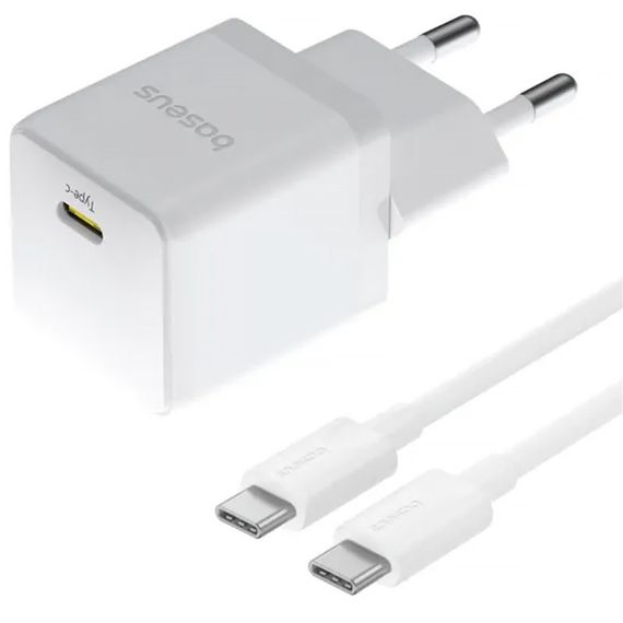СЗУ Baseus Palm Fast Charger 20W (1USB-C) + кабель Type-C to Type-C (P10111602) Moon White