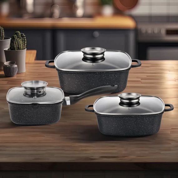Набор посуды Gusto MARBLE GT-2504-18/22/24 6 предметов черный | Зображення 2
