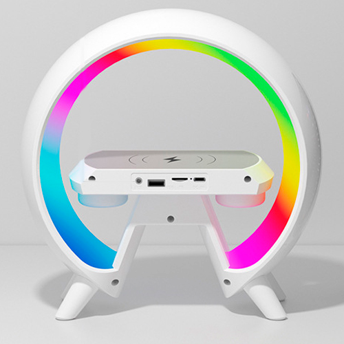 Аккумуляторный светильник XM-X63, RGB ночник, часы, беспроводная зарядка, Bluetooth колонка | Зображення 1