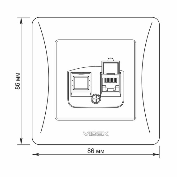 Одинарная компьютерная розетка CAT6 VIDEX BINERA VF-BNSK1PC6-SS серебристая | Зображення 4