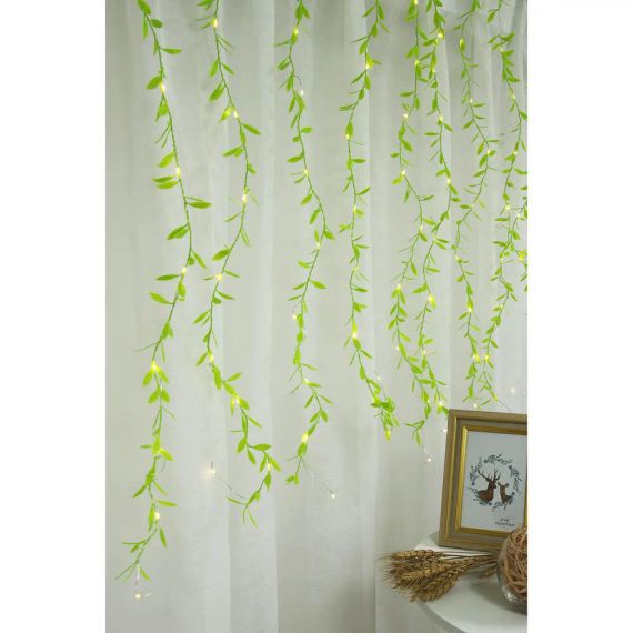 Гірлянда-штора з листочками Curtain Copper SF-55 внутрішня, з прозорим дротом, 10м | Зображення 2