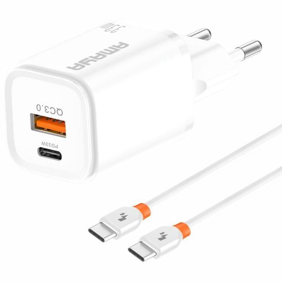 МЗП Amaya E48D PD33W+QC3.0 (1USB-A/1C) + кабель Type-C to Type-C White