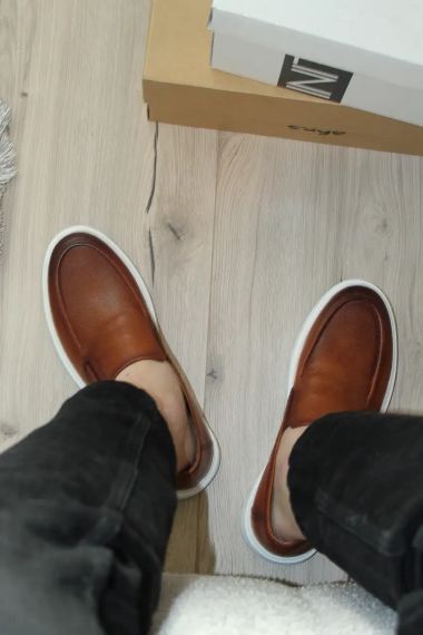 Світлі чоловічі туфлі на білій підошві Luciano 44 розмір | Зображення 4