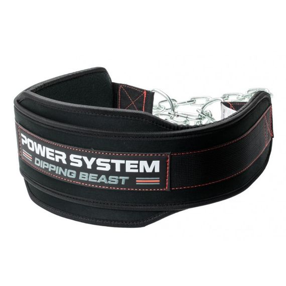 Пояс для обтяжень з ланцюгом Power System PS-3860 Dipping Beast неопреновий Black/Red | Зображення 1