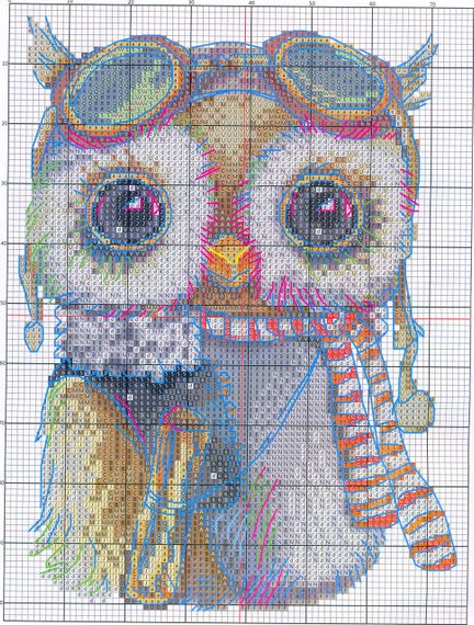 Набір для вишивання за нанесеною на канву схемою "Cute owl 2". AIDA 14CT printed, 19*26 см | Зображення 3