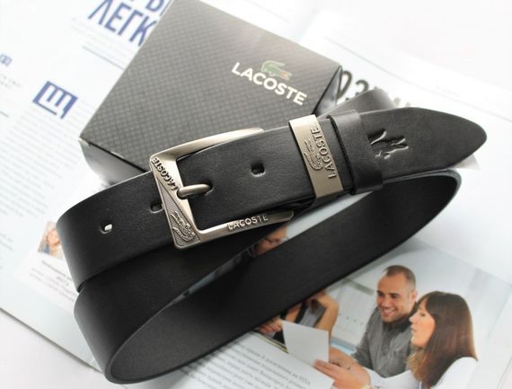 Кожаный мужской ремень Lacoste черный | Зображення 2