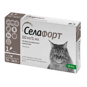 Капли от блох и глистов для котов 7.6-10 кг KRKA Селафорт, 1 пип