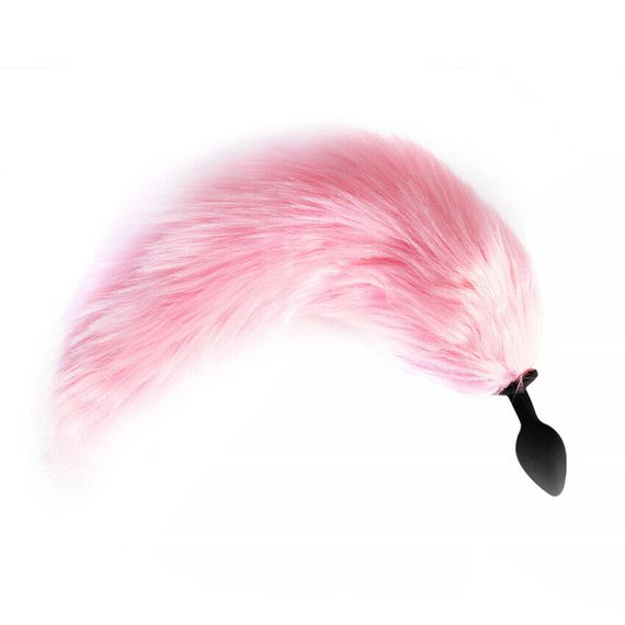 Силиконовая анальная пробка с розовым светящимся лисьим хвостом | Зображення 3