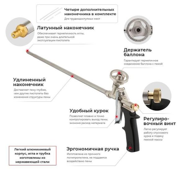 Пистолет для пены Intertool - **** мм никель (PT-0650) | Зображення 6
