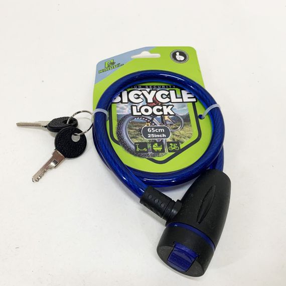 Замок велосипедный KIHUU LOCK 187, 10*65 тросовый, 2 ключа. Цвет: синий TU-46 | Зображення 2