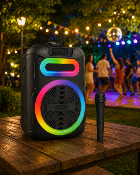 Колонка MS-2082BT-W Bluetooth / Акустична система з RGB підсвічуванням / Колонка + бездротовий мікрофон | Зображення 1