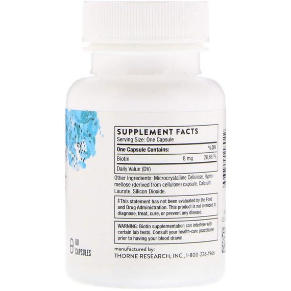Біотин-8, Biotin-8, Thorne, 60 капсул | Зображення 1