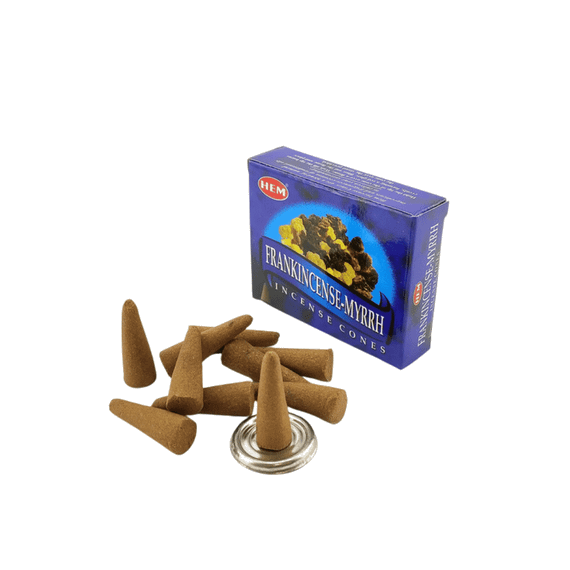 Ароматичні конуси Frankincense Myrrh  Ландан і Мірра 10 шт. в уп. + підставка Hem 8901810481626
