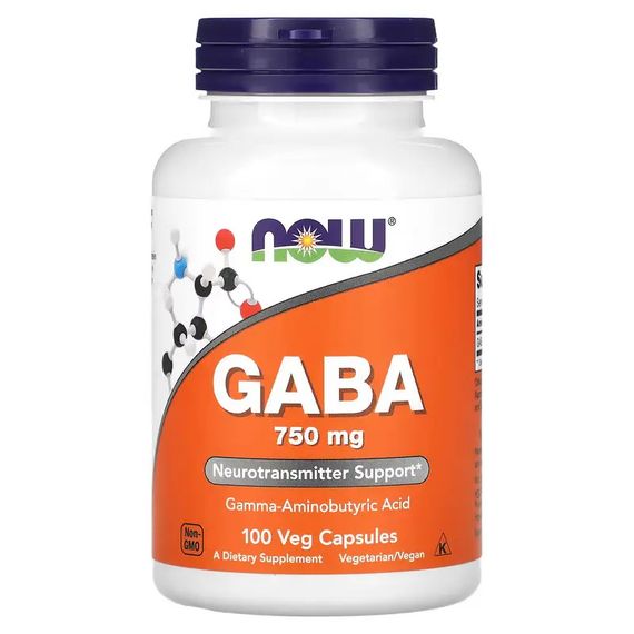 ГАМК – гамма-аминомасляная кислота NOW GABA 750 mg 100 Veg Capsules