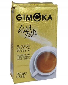 Кофе молотый Gimoka Gran Festa (Джимока), смесь робусты и арабики, 250г, Италия