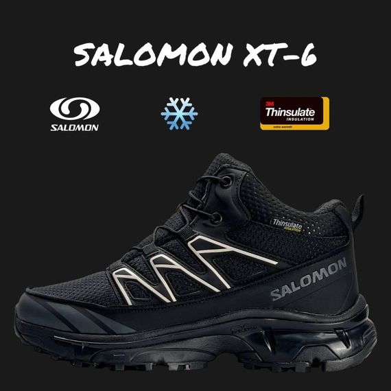 Мужские зимние кроссовки  Salomon XT-6 Black Beig Fur, Вьетнам 44 28 | Зображення 2