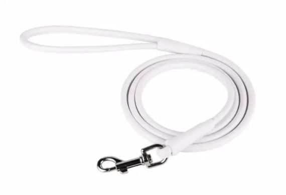 Круглий шкіряний повідець для собаки довжина 1.2 м білий