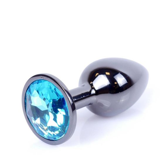 Анальна пробка - Jewellery Dark Silver PLUG- Light Blue | Зображення 1