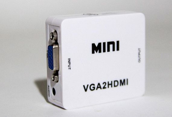 Перехідник VGA на HDMI конвертер для ПК, ноутбука, відео реєстратора адаптер перетворювач з аудіо та зовнішнім живленням HDMI -