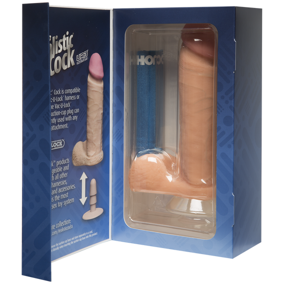 Фалоімітатор Doc Johnson The Realistic Cock 8 inch White - ULTRASKYN, Vack-U-Lock (м'яте паковання!!!) Sex Aura | Зображення 5