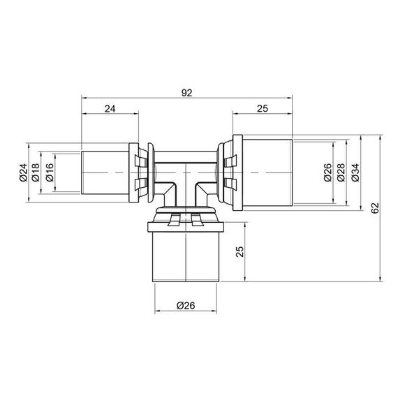 Трійник прес Icma 26х26х16 №406 | Зображення 1