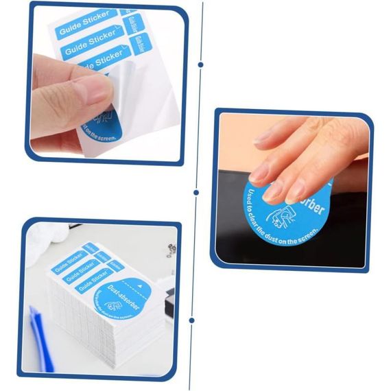 Стикери (3+1) для поклейки захисного скла ( 200 шт.) Синій | Зображення 2