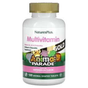 Вітаміни для дітей, Chewable Multi-Vitamin, Nature&#039;s Plus, Animal Parade, смак кавуна, 120 тварин