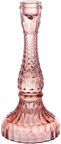 Свічник скляний "Crystal Glass" Ø11х22см, рожеве скло
