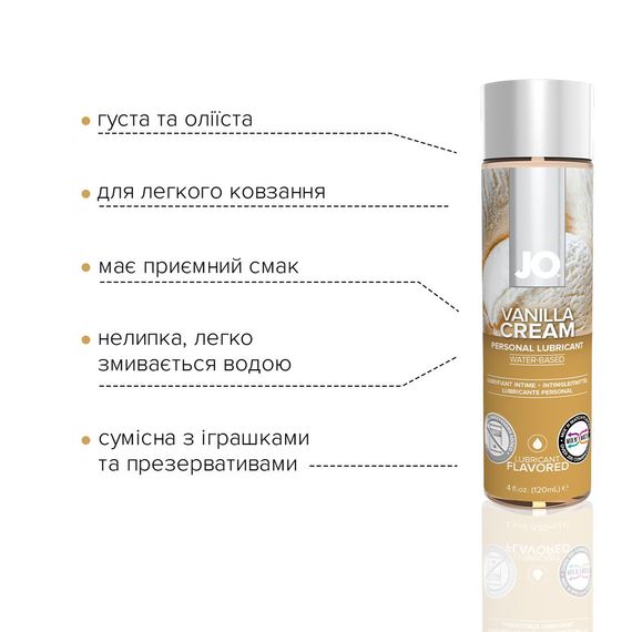 Змазка на водній основі JO H2O — Vanilla Cream (120 мл) без цукру, рослинний гліцерин | Зображення 2