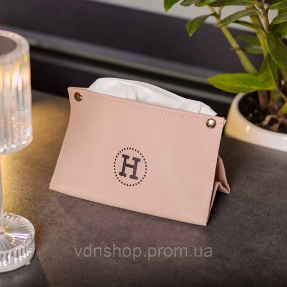 Серветниця з еко шкіри 20×7.5×11.5 см для серветок на кнопках Рожевий HP-3-213P | Зображення 4