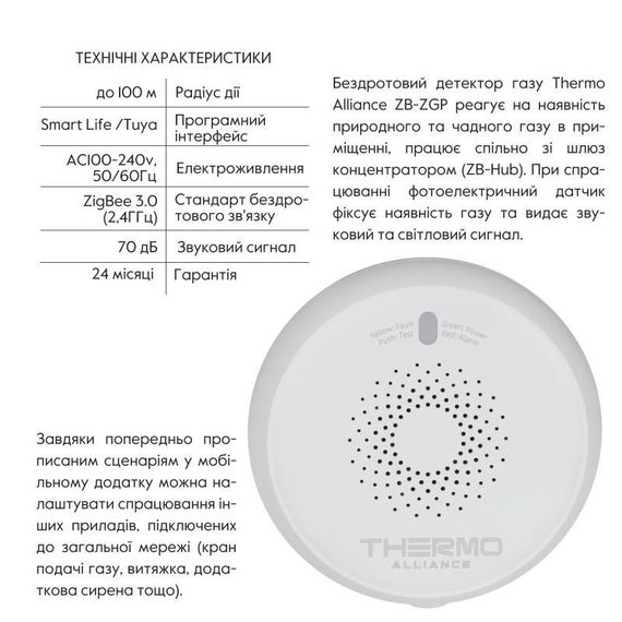 ZigBee Бездротовий датчик Газу ZB-ZGP | Зображення 1