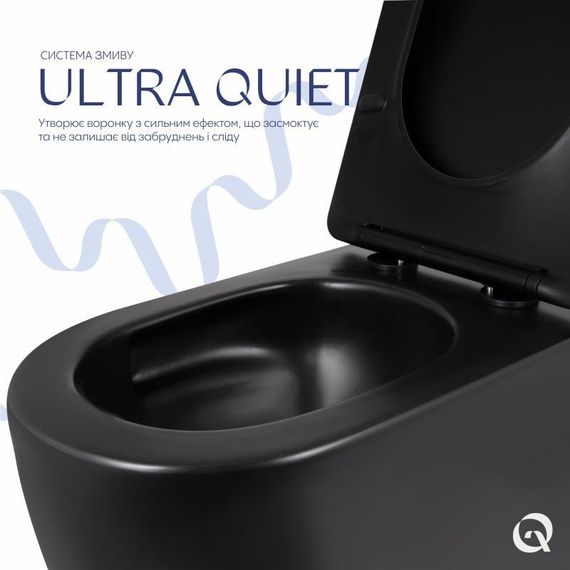 Унітаз підвісний Qtap Taurus Ultra Quiet 515×360×350 мм, Matt Black, з сидінням Slim Duroplast / Soft-close / Quick Release | Зображення 4